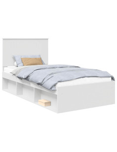 Struttura del letto Bianco 100 x 200 cm Pino massello 2