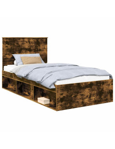 Struttura del letto Rovere fumé 100 x 200 cm Pino massello 2