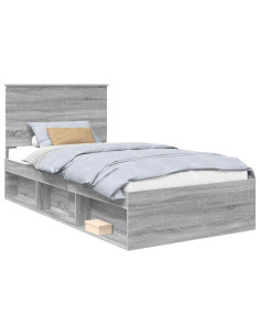 Struttura del letto Grigio Sonoma 100 x 200 cm Pino massello 2