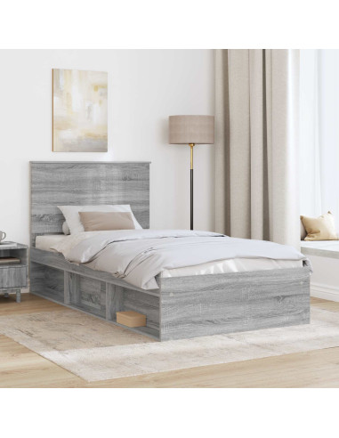 Struttura del letto Grigio Sonoma 100 x 200 cm Pino massello
