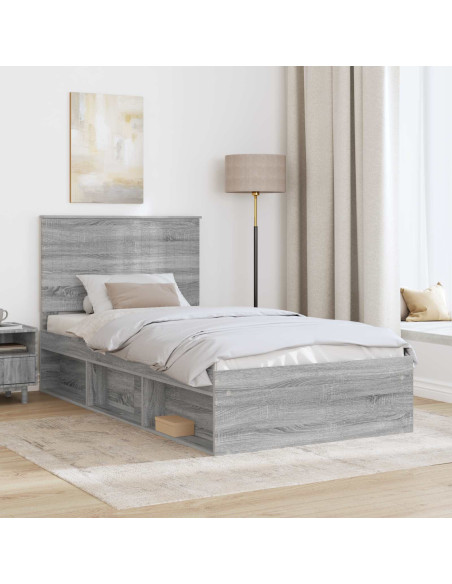 Struttura del letto Grigio Sonoma 100 x 200 cm Pino massello