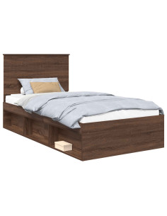 Struttura del letto Rovere Marrone 100 x 200 cm Pino massello 2