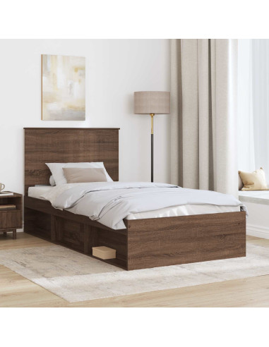 Struttura del letto Rovere Marrone 100 x 200 cm Pino massello