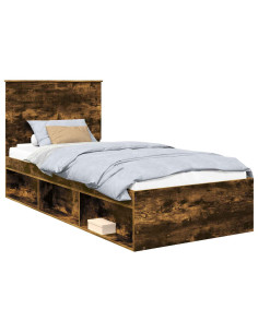 Struttura del letto Rovere fumé 90 x 200 cm Pino massello 2