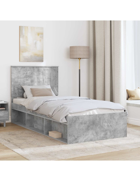 Struttura del letto Grigio Concretè 90 x 190 cm Pino massello