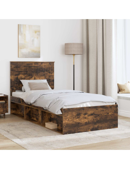 Struttura del letto Rovere fumé 90 x 190 cm Pino massello