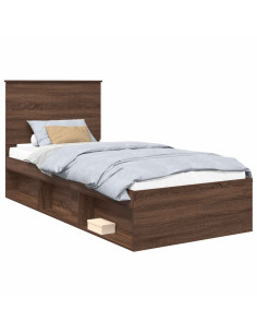 Struttura del letto Rovere Marrone 90 x 190 cm Pino massello 2