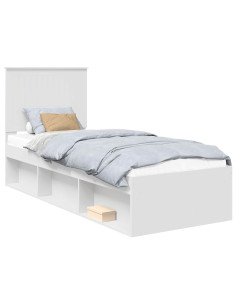 Struttura del letto Bianco 75 x 190 cm Pino massello 2