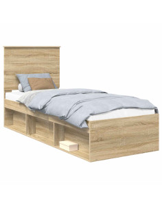 Struttura del letto Rovere Sonoma 75 x 190 cm Pino massello 2