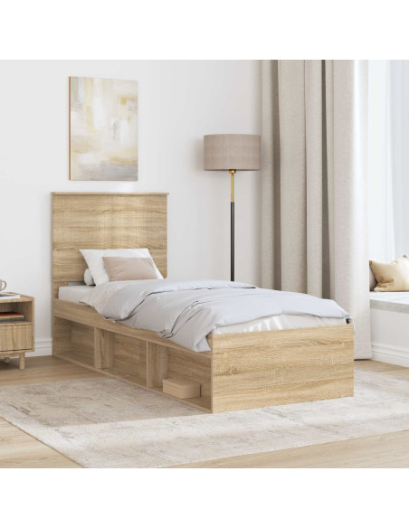 Struttura del letto Rovere Sonoma 75 x 190 cm Pino massello