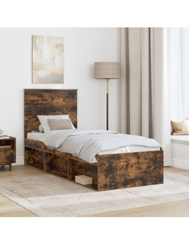 Struttura del letto Rovere fumé 75 x 190 cm Pino massello