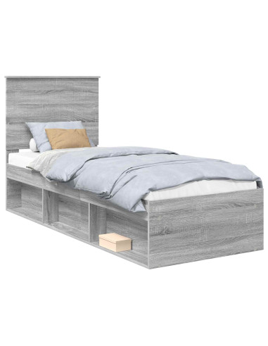 Struttura del letto Grigio Sonoma 75 x 190 cm Pino massello