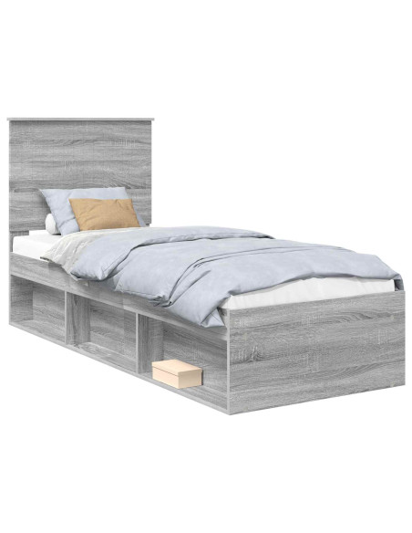 Struttura del letto Grigio Sonoma 75 x 190 cm Pino massello