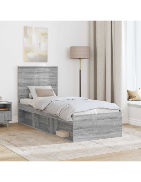 Struttura del letto Grigio Sonoma 75 x 190 cm Pino massello