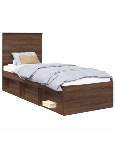 Struttura del letto Rovere Marrone 75 x 190 cm Pino massello 2