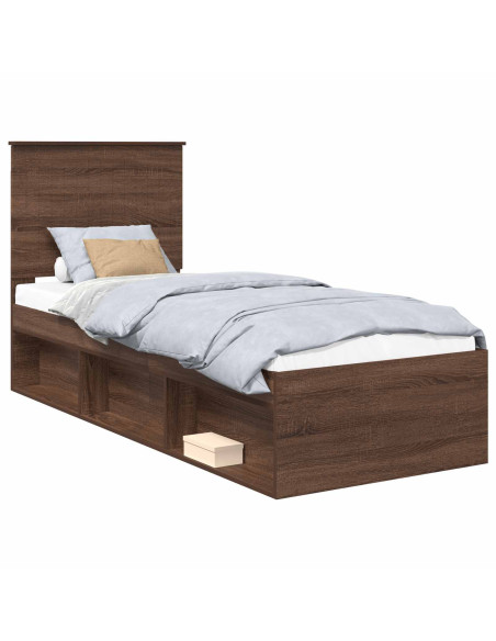 Struttura del letto Rovere Marrone 75 x 190 cm Pino massello