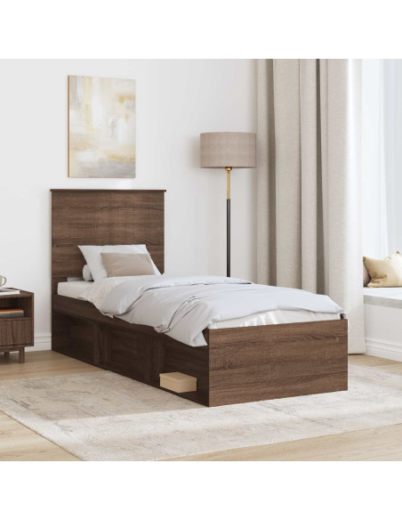 Struttura del letto Rovere Marrone 75 x 190 cm Pino massello