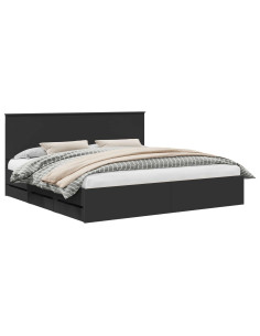 Struttura del letto Nero 200 x 200 cm Legno Ingegnerizzato 2