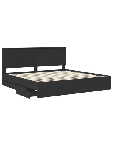 Struttura del letto Nero 200 x 200 cm Legno Ingegnerizzato