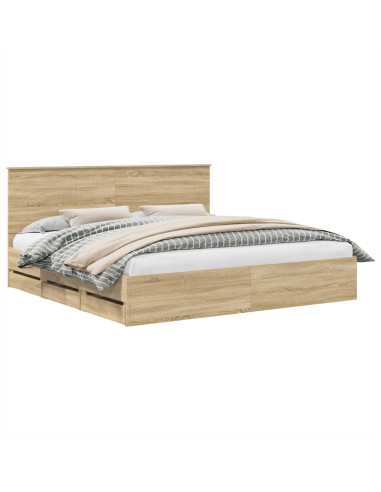 Struttura del letto con cassetto Rovere Sonoma 200 x 200 cm