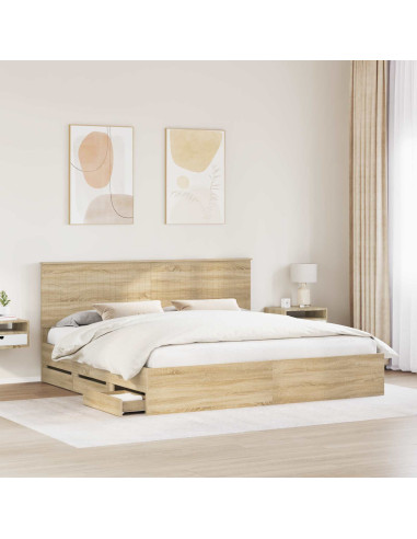 Struttura del letto con cassetto Rovere Sonoma 200 x 200 cm
