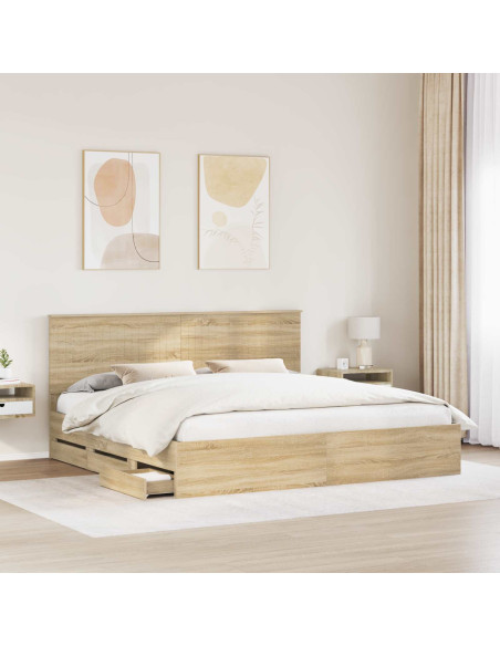 Struttura del letto con cassetto Rovere Sonoma 200 x 200 cm