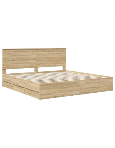 Struttura del letto con cassetto Rovere Sonoma 200 x 200 cm