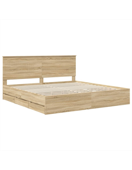 Struttura del letto con cassetto Rovere Sonoma 200 x 200 cm