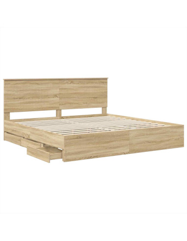 Struttura del letto con cassetto Rovere Sonoma 200 x 200 cm