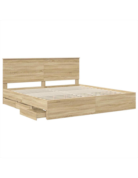 Struttura del letto con cassetto Rovere Sonoma 200 x 200 cm