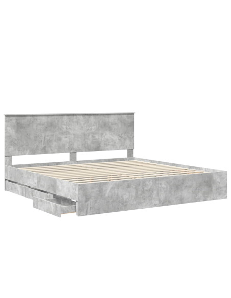 Struttura del letto con cassetto Grigio cemento 200 x 200 cm