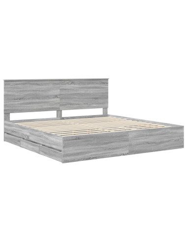 Struttura del letto con cassetto Grigio Sonoma 200 x 200 cm