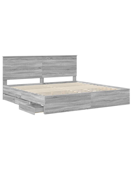 Struttura del letto con cassetto Grigio Sonoma 200 x 200 cm
