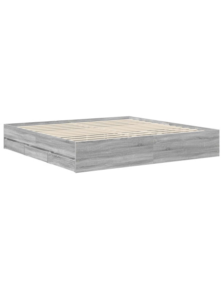 Struttura del letto con cassetto Grigio Sonoma 200 x 200 cm