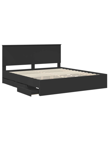 Struttura del letto Nero 180 x 200 cm Legno Ingegnerizzato