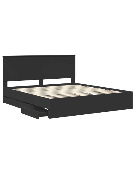 Struttura del letto Nero 180 x 200 cm Legno Ingegnerizzato