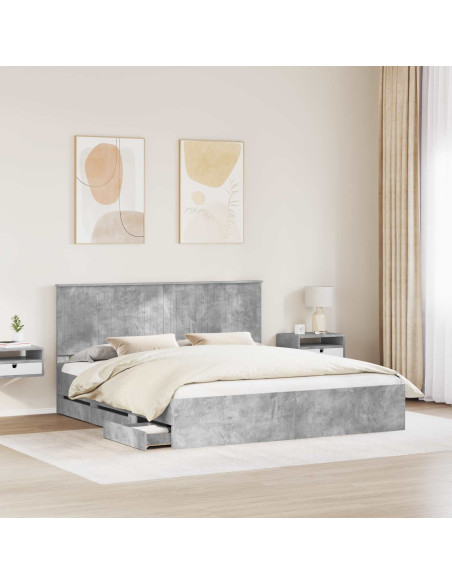 Struttura del letto con cassetto Grigio cemento 180 x 200 cm