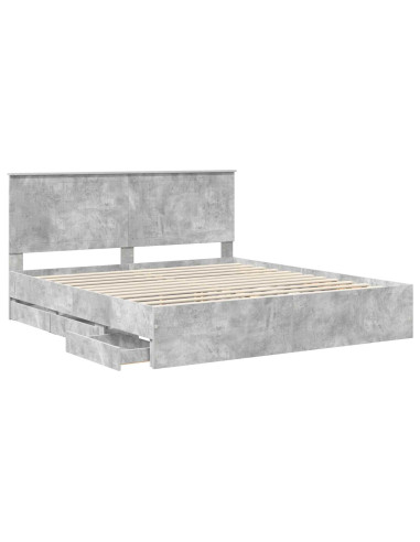 Struttura del letto con cassetto Grigio cemento 180 x 200 cm