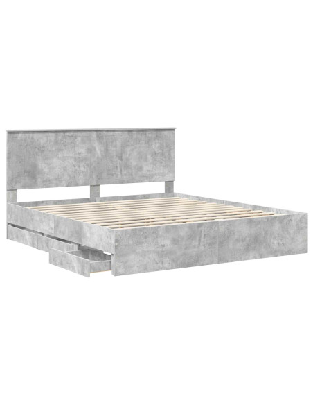 Struttura del letto con cassetto Grigio cemento 180 x 200 cm