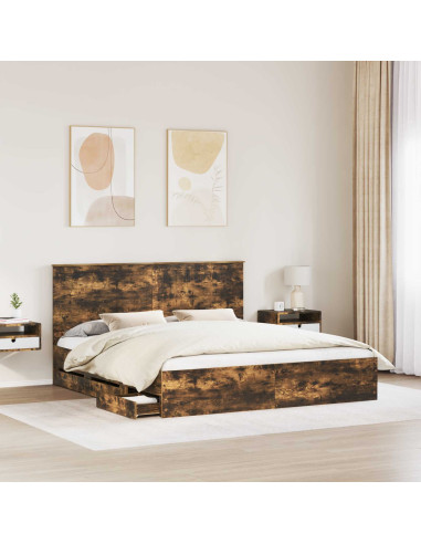 Struttura del letto con cassetto Rovere fumé 180 x 200 cm