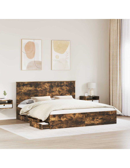 Struttura del letto con cassetto Rovere fumé 180 x 200 cm