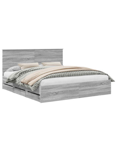 Struttura del letto con cassetto Grigio Sonoma 180 x 200 cm