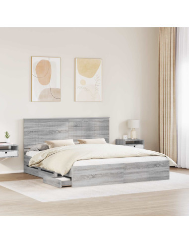 Struttura del letto con cassetto Grigio Sonoma 180 x 200 cm