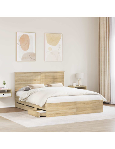 Struttura del letto con cassetto Rovere Sonoma 160 x 200 cm