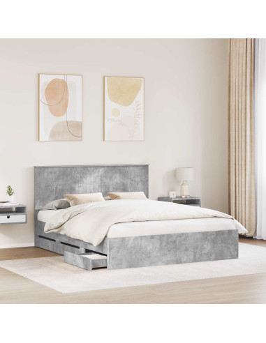 Struttura del letto con cassetto Grigio cemento 160 x 200 cm