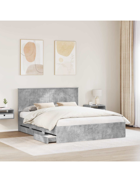 Struttura del letto con cassetto Grigio cemento 160 x 200 cm