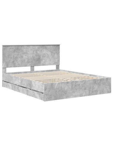 Struttura del letto con cassetto Grigio cemento 160 x 200 cm