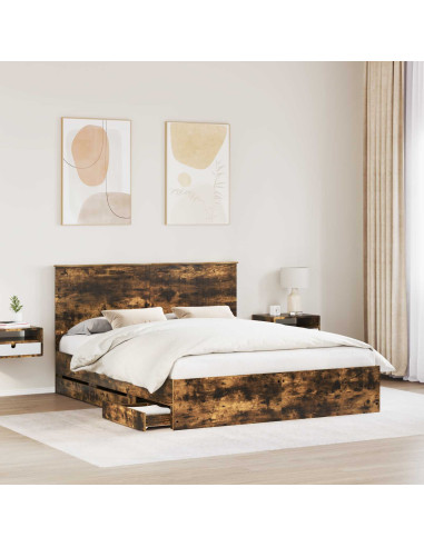 Struttura del letto con cassetto Rovere fumé 160 x 200 cm
