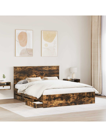 Struttura del letto con cassetto Rovere fumé 160 x 200 cm