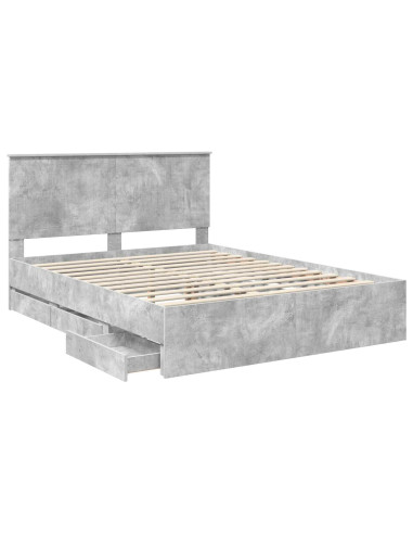 Struttura del letto con cassetto Grigio cemento 150 x 200 cm